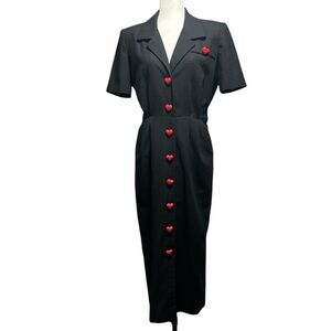Vintage NIPON Boutique Button Heart Valentines Dress